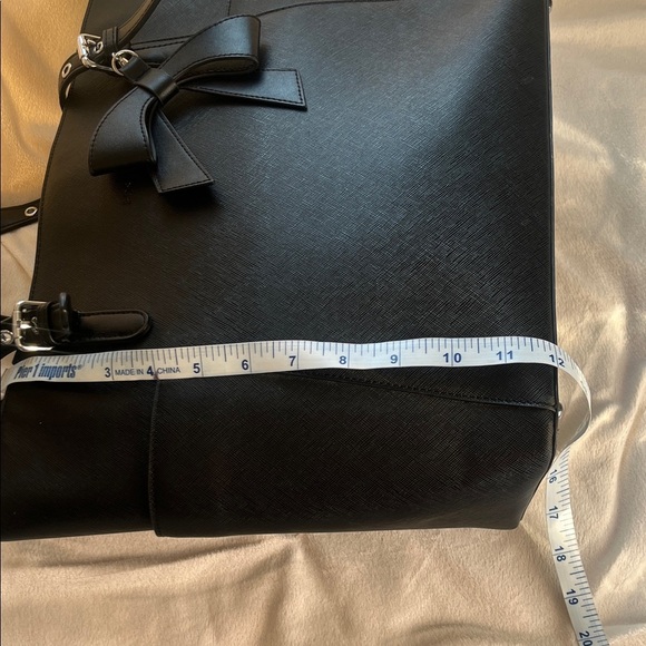 Black Laptop Bag Briefcase with Bow Charm - Picture 8 of 11